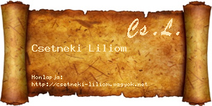 Csetneki Liliom névjegykártya